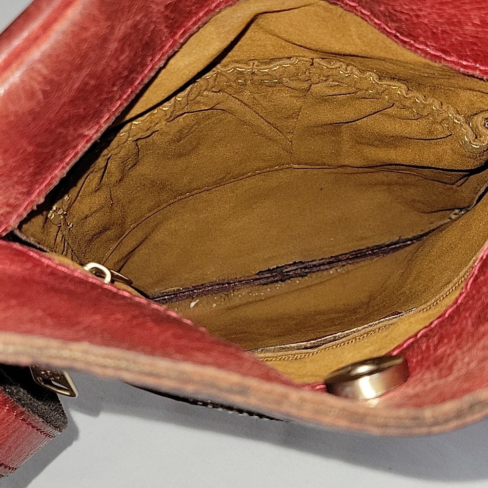 Patricia Nash Red Leather Crossbody Bag with Embossed Medallion - Red - Picture 10 of 14